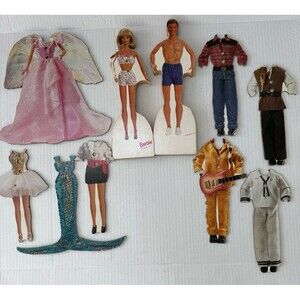 Vintage 70s 60s Barbie and Ken Dress Up Fun Paper Board Dolls with Outfits